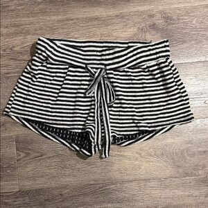 Ardene Black and White Striped High Waist Shorts